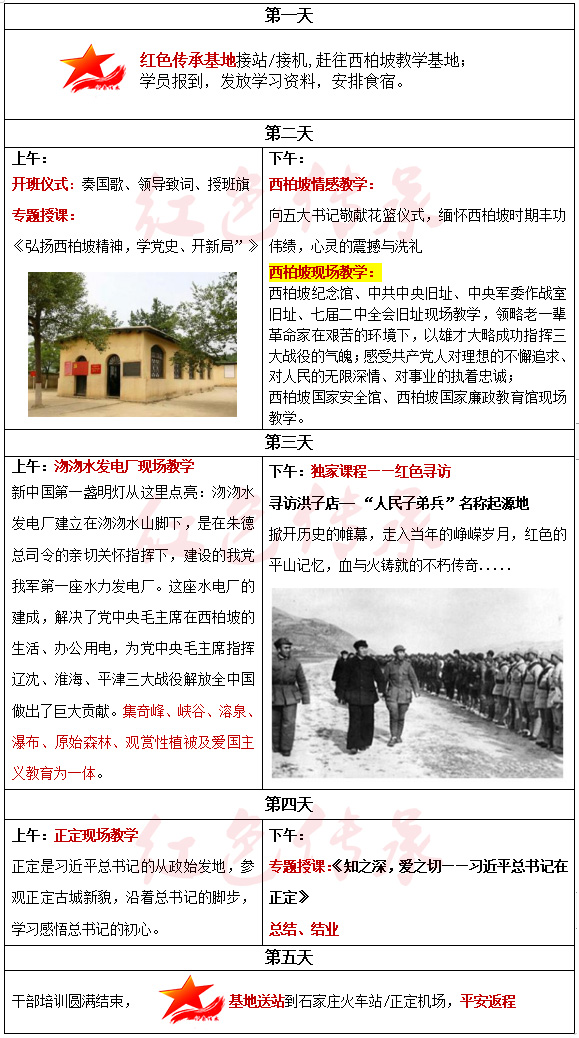 學(xué)習(xí)、弘揚西柏坡精神5天方案